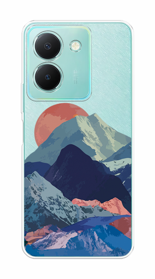 

Чехол на Vivo Y36 "Закат в снежных горах", Бордовый;серый;голубой, 268950-2