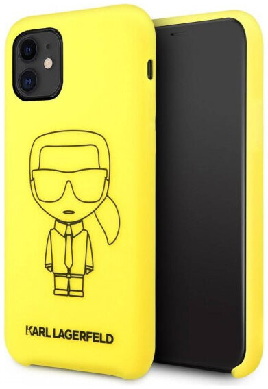 фото Чехол cg mobile karl lagerfeld liquid silicone ikonik outlines iphone 11 желтый/черный