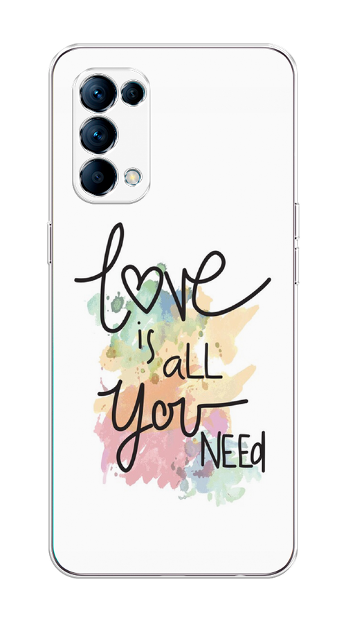

Чехол на Oppo Reno 5 "Love is all you need", Белый;черный;зеленый, 255250-1