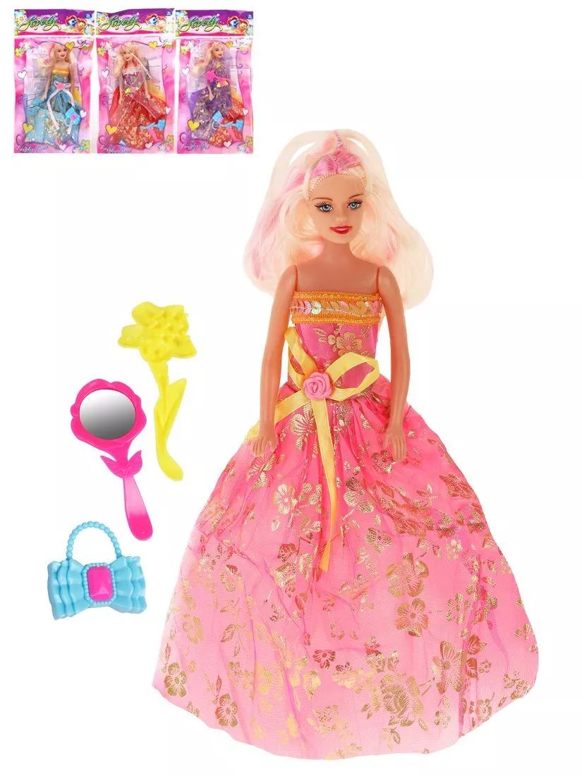 

Игровой набор Наша Игрушка Красотка кукла 27см, 3шт арт. 647576, НИ-647576