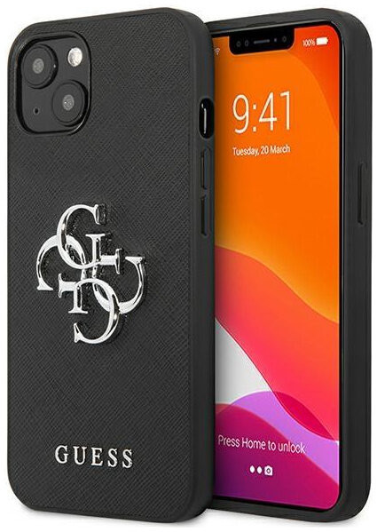 

Чехол CG Mobile Guess PU Saffiano 4G Big metal logo Hard для iPhone 13 Черный, PU Saffiano 4G Big metal logo Hard