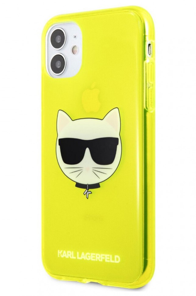 фото Чехол cg mobile karl lagerfeld tpu fluo choupette hard для iphone 11 желтый