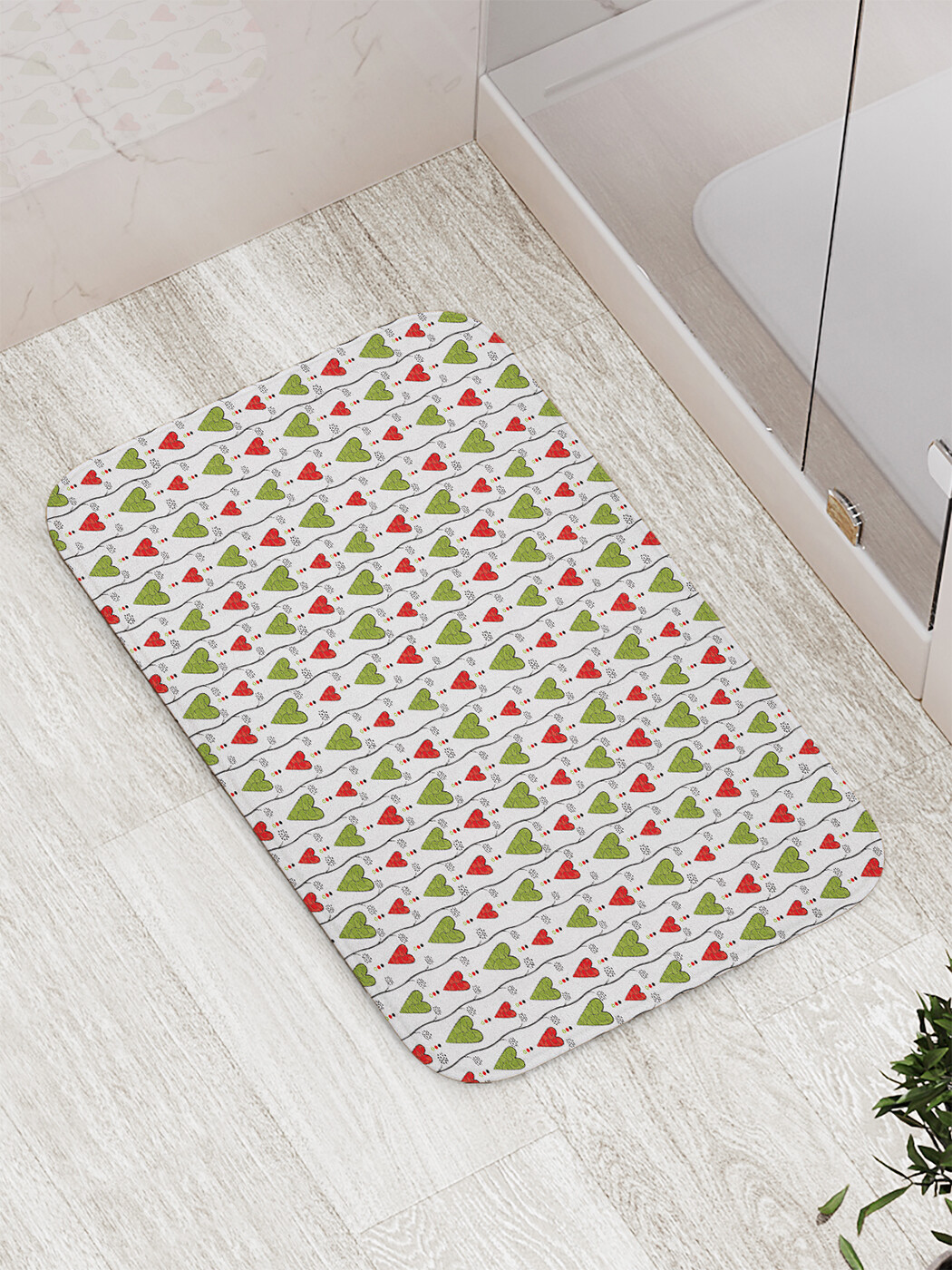 

Коврик противоскользящий JoyArty "Сердца в лианах" для ванной, сауны, бассейна, 77х52 см, Сердца в лианах