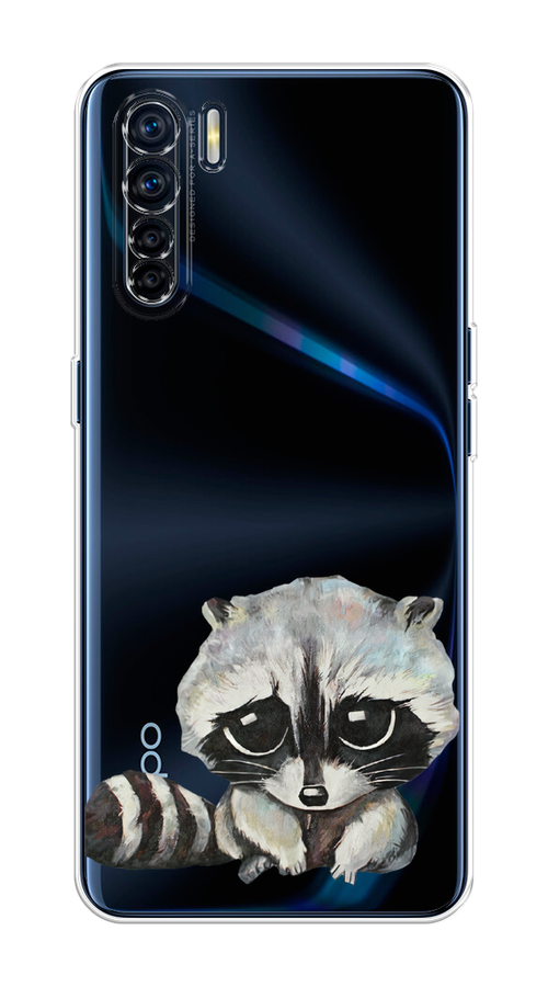 

Чехол на Oppo A91/Reno 3 "Большеглазый енот", Серый;черный;прозрачный, 254250-1