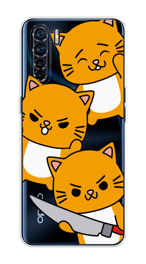 

Чехол на Oppo A91/Reno 3 "Опасные котики", Оранжевый;серый;белый, 254250-1