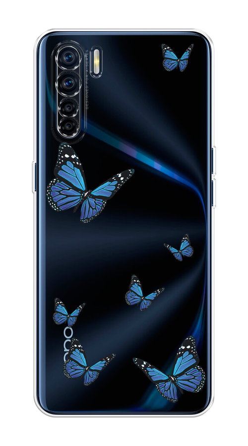 

Чехол на Oppo A91/Reno 3 "Blue butterflies", Синий;черный, 254250-1
