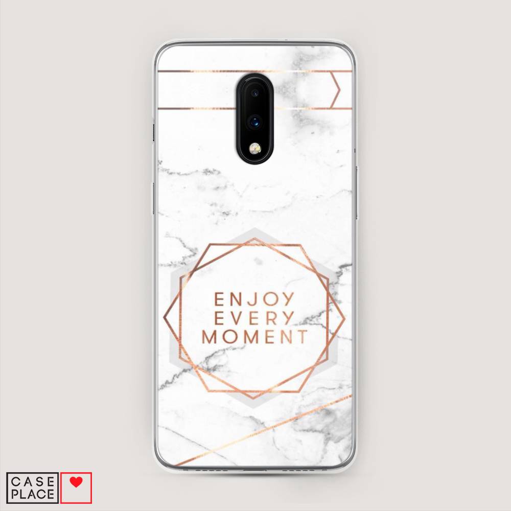 

Чехол Awog на OnePlus 7 / ВанПлас 7 "Enjoy every moment мрамор", Белый;розовый;серый, 150750-7