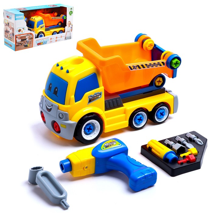 

Конструктор Самосвал, 36 элементов, шуруповёрт работает от батареек