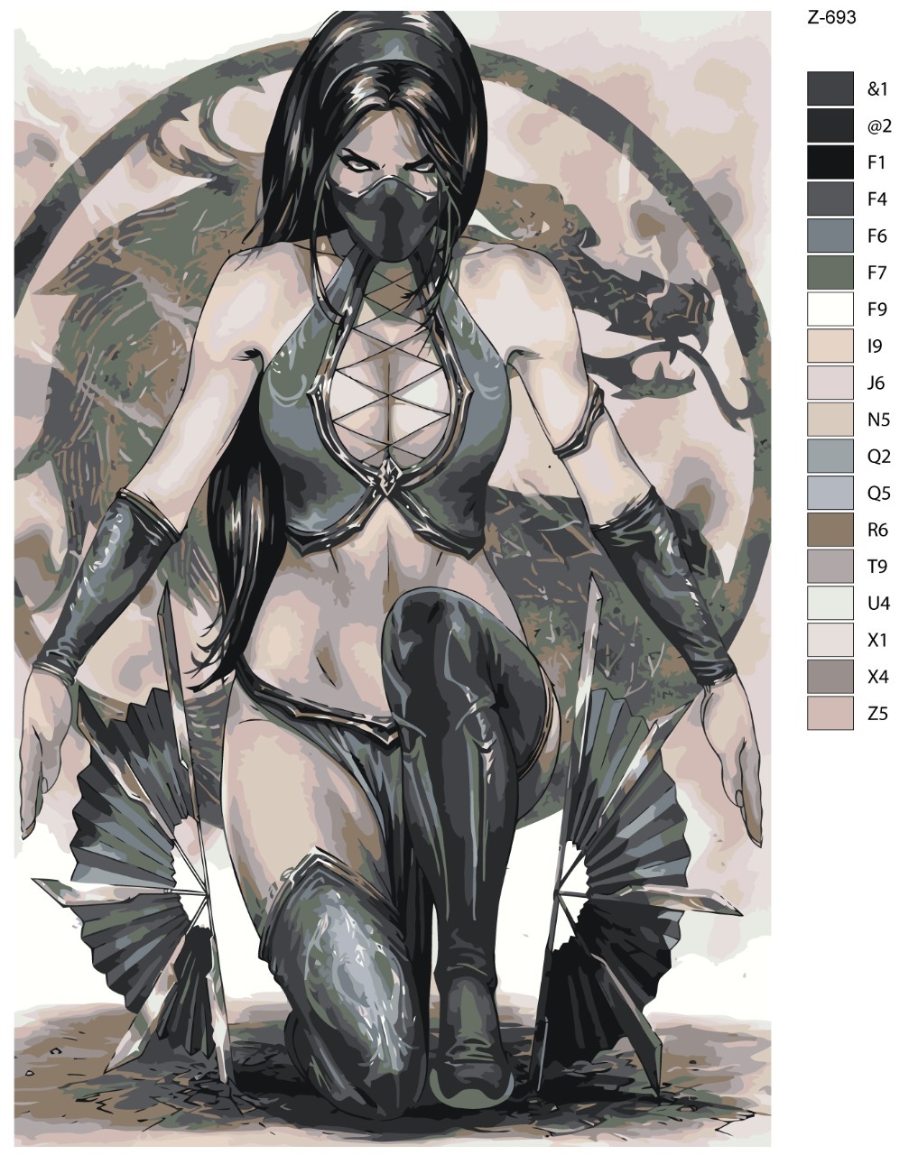 

Картина по номерам BRUSHES-PAINTS Z693, Китана- Мортал Комбат(Mortal Combat)