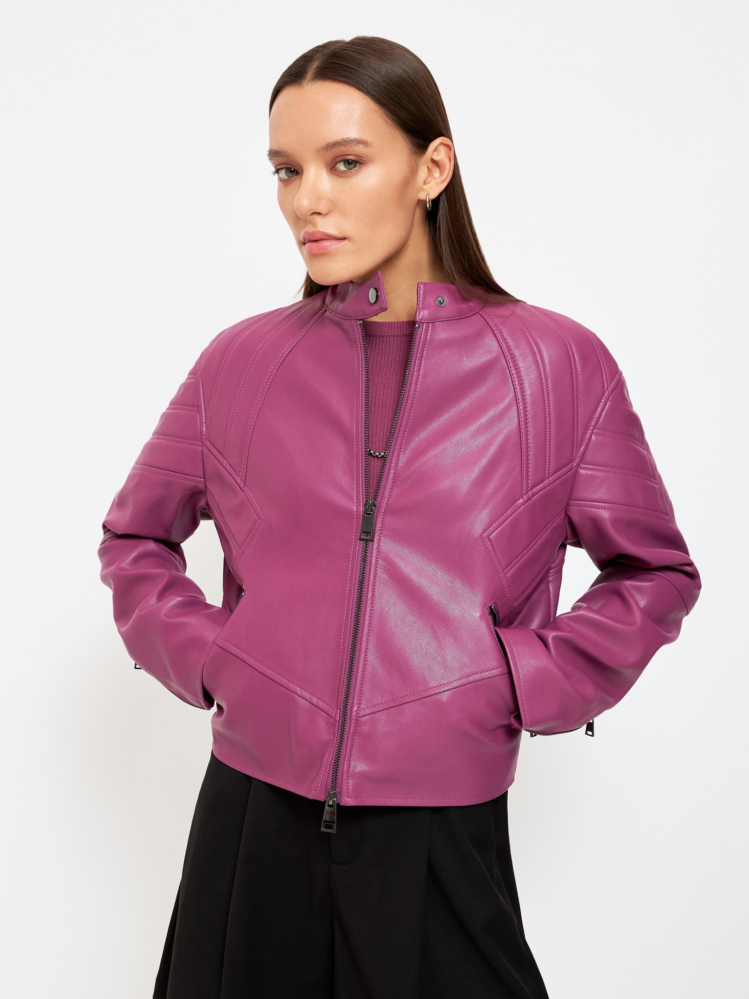 Кожаная куртка женская Concept Club 10200130342 розовая L