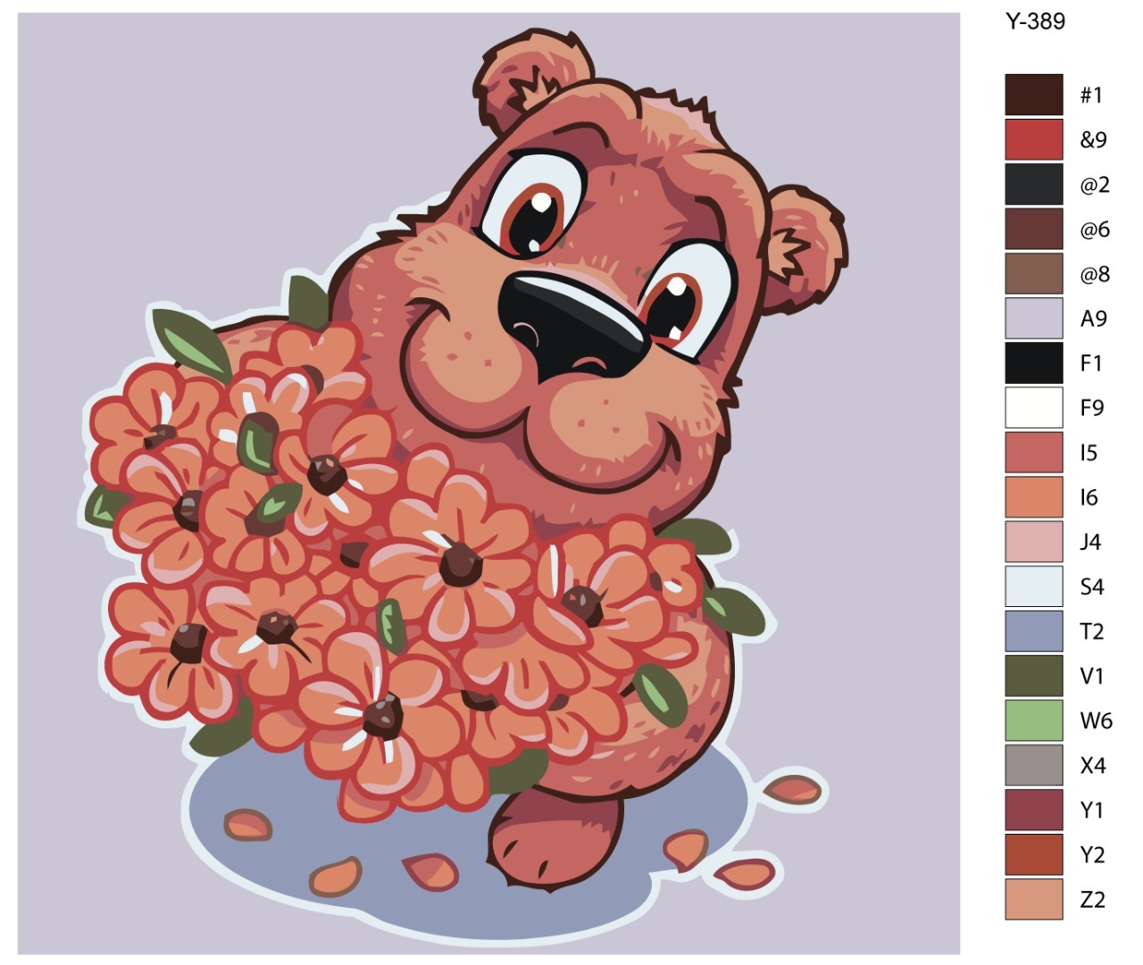 

Картина по номерам BRUSHES-PAINTS Y-389, Милый медведь с цветами. 14 февраля