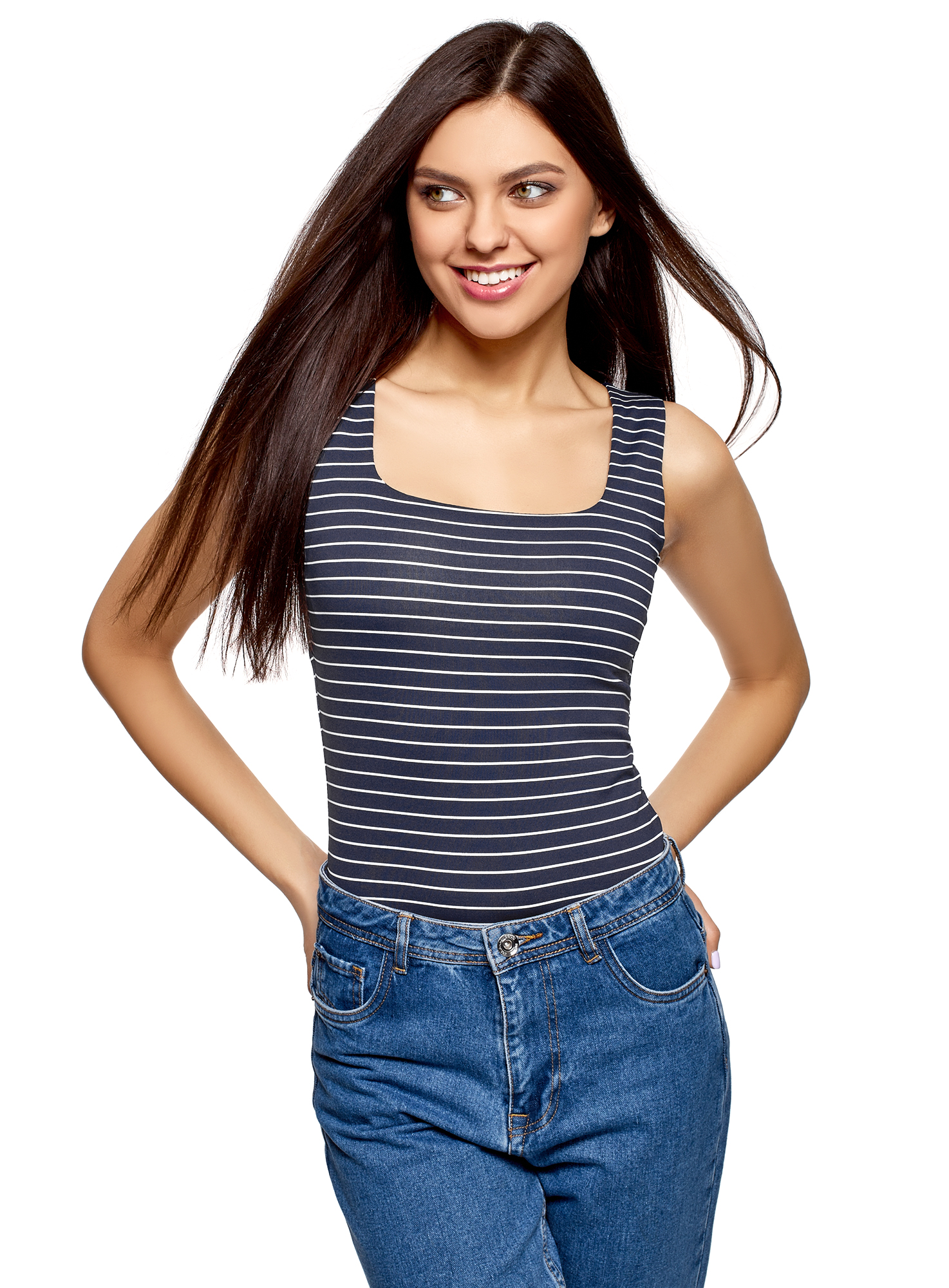 

Топ женский oodji 24315002-1B синий XS, 24315002-1B