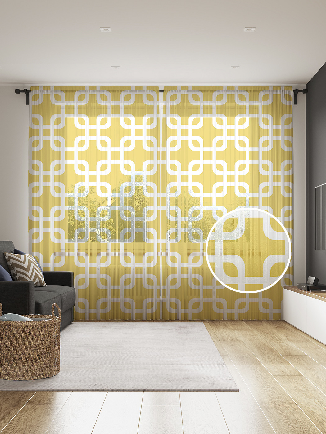 

Фототюль JoyArty "Квадратные квадраты" 145x265см, 2 полотна, лента, 50 крючков, Квадратные квадраты