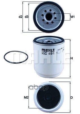

KC491D MAHLE_фильтр топливный! (м) H128 D108 14 UNS-2B Volvo FH/FM9/10/12/16 06>, RVI