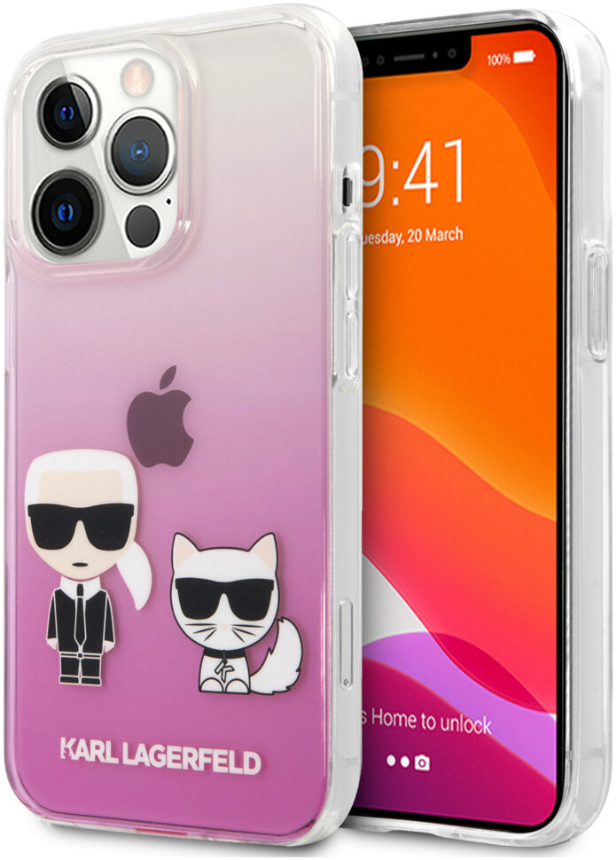 фото Чехол cg mobile karl lagerfeld pc/tpu karl choupette iphone 13 pro max розовый градиент