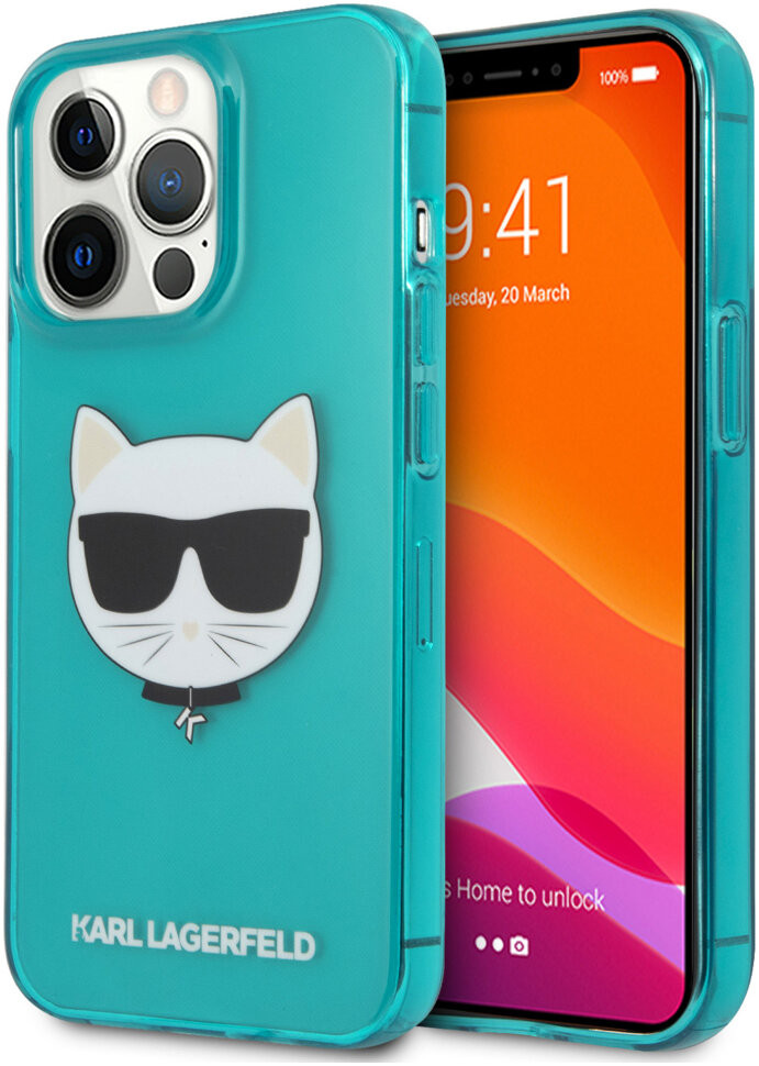 фото Чехол cg mobile karl lagerfeld tpu fluo choupette hard для iphone 13 pro max голубой