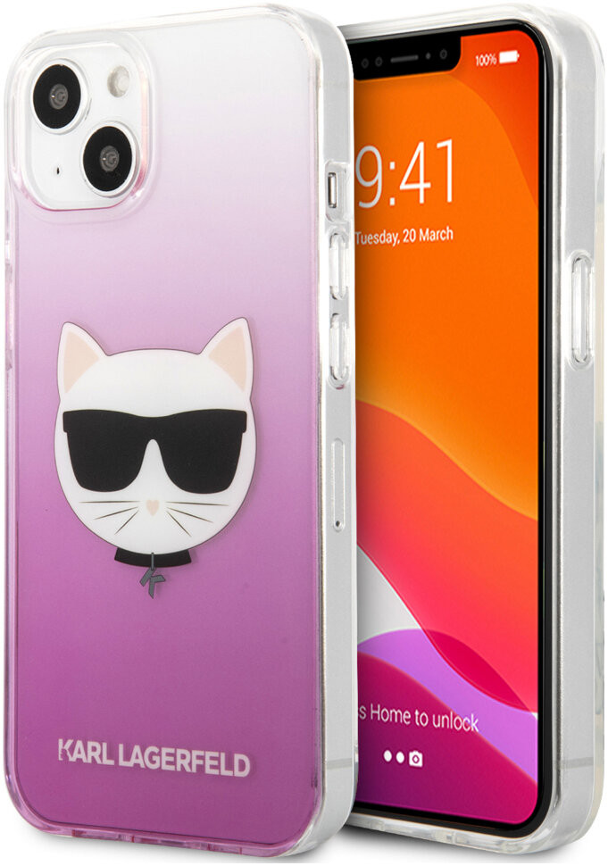 фото Чехол cg mobile karl lagerfeld pc/tpu choupette hard для iphone 13 mini розовый градиент