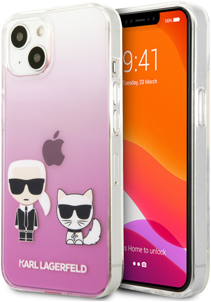 фото Чехол cg mobile karl lagerfeld pc/tpu karl choupette iphone 13 mini розовый градиент