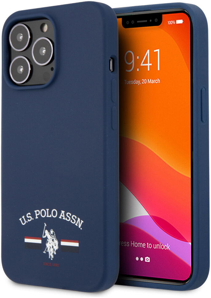 фото Чехол cg mobile u.s. polo assn. liquid silicone flag logo iphone 13 pro max темно-синий