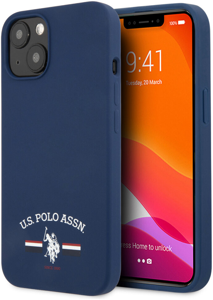 фото Чехол cg mobile u.s. polo assn. liquid silicone flag logo hard для iphone 13 темно-синий