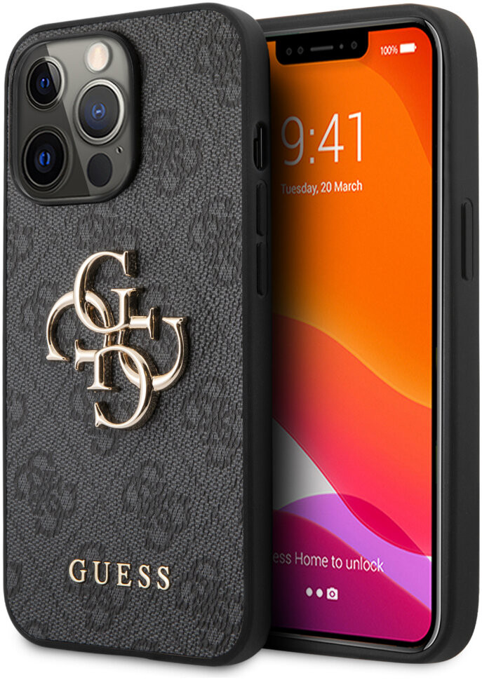 фото Чехол cg mobile guess pu 4g big metal logo hard для iphone 13 pro max серый