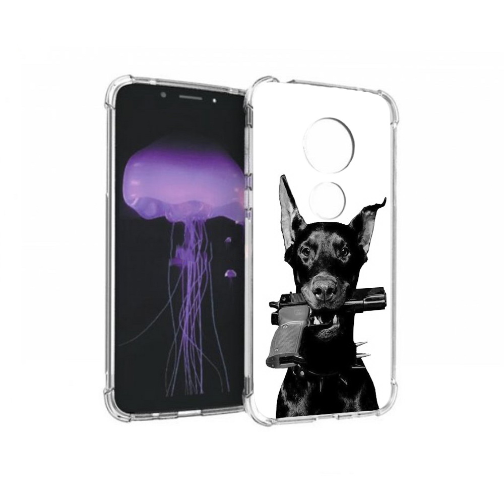 

Чехол MyPads Tocco для Motorola Moto G7 доберман с пистолетом (PT123662.354.331), Прозрачный, Tocco