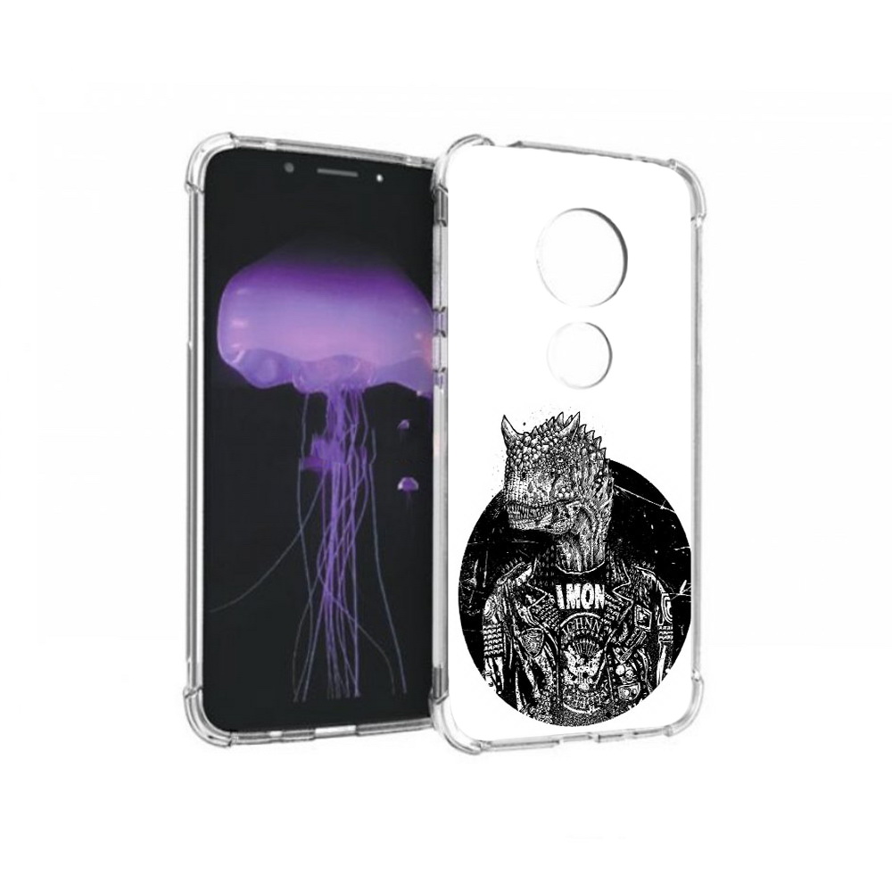 

Чехол MyPads Tocco для Motorola Moto G7 динозавр в куртке (PT123662.354.328), Прозрачный, Tocco