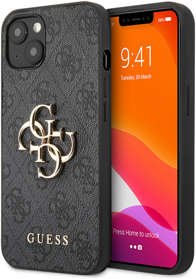 фото Чехол cg mobile guess pu 4g big metal logo hard для iphone 13 mini серый