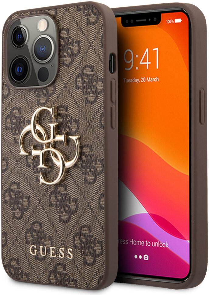 Чехол Guess PU 4G Big metal logo Hard для iPhone 13 Pro Коричневый