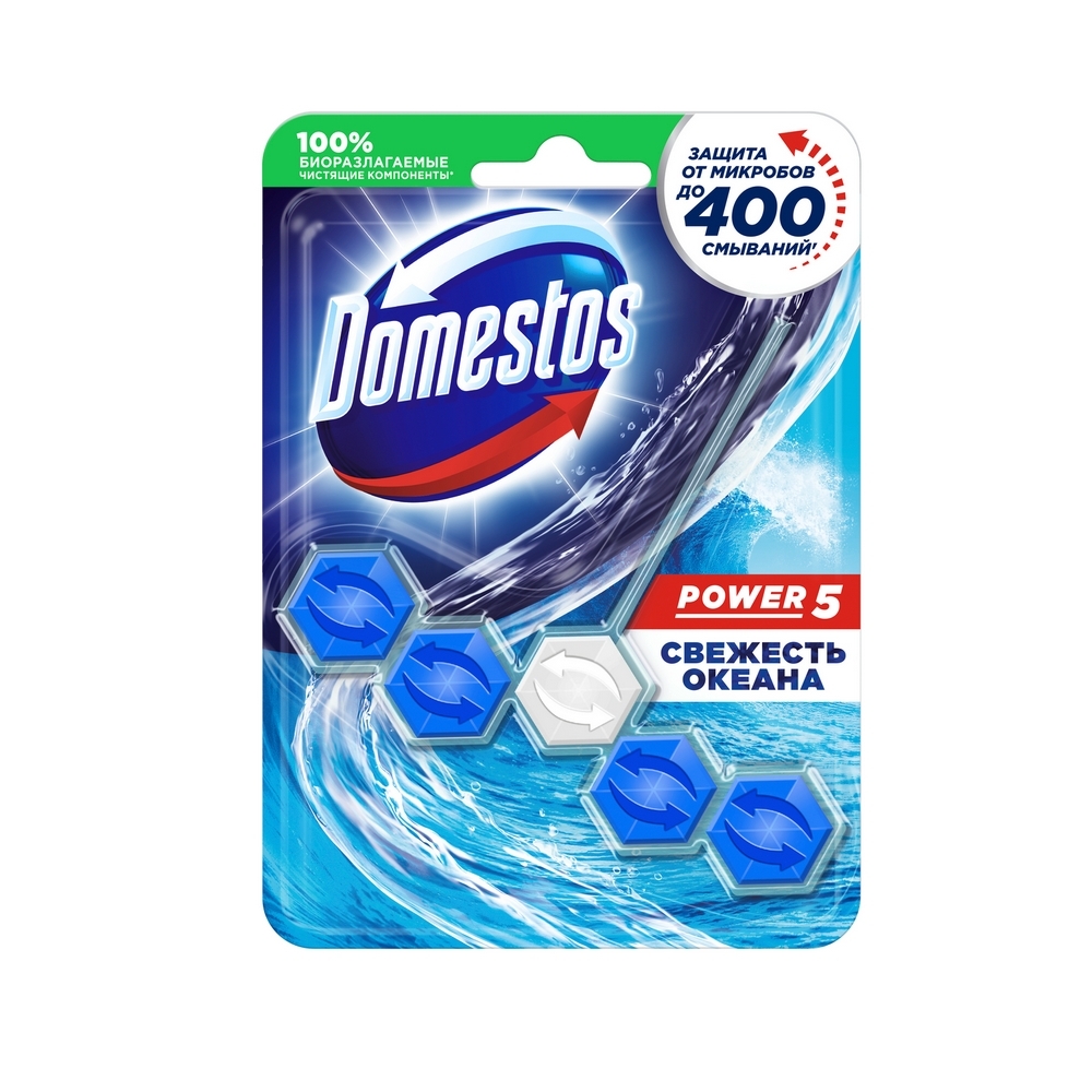 фото Блок для унитаза подвесной domestos power 5 cвежесть океана 55 г