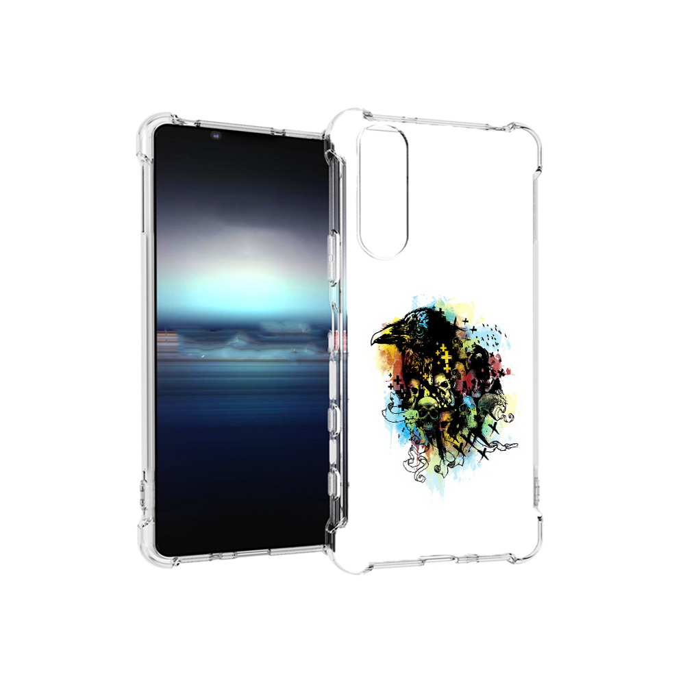 

Чехол MyPads Tocco для Sony Xperia 5 ворон и черепа (PT154834.228.273), Прозрачный, Tocco