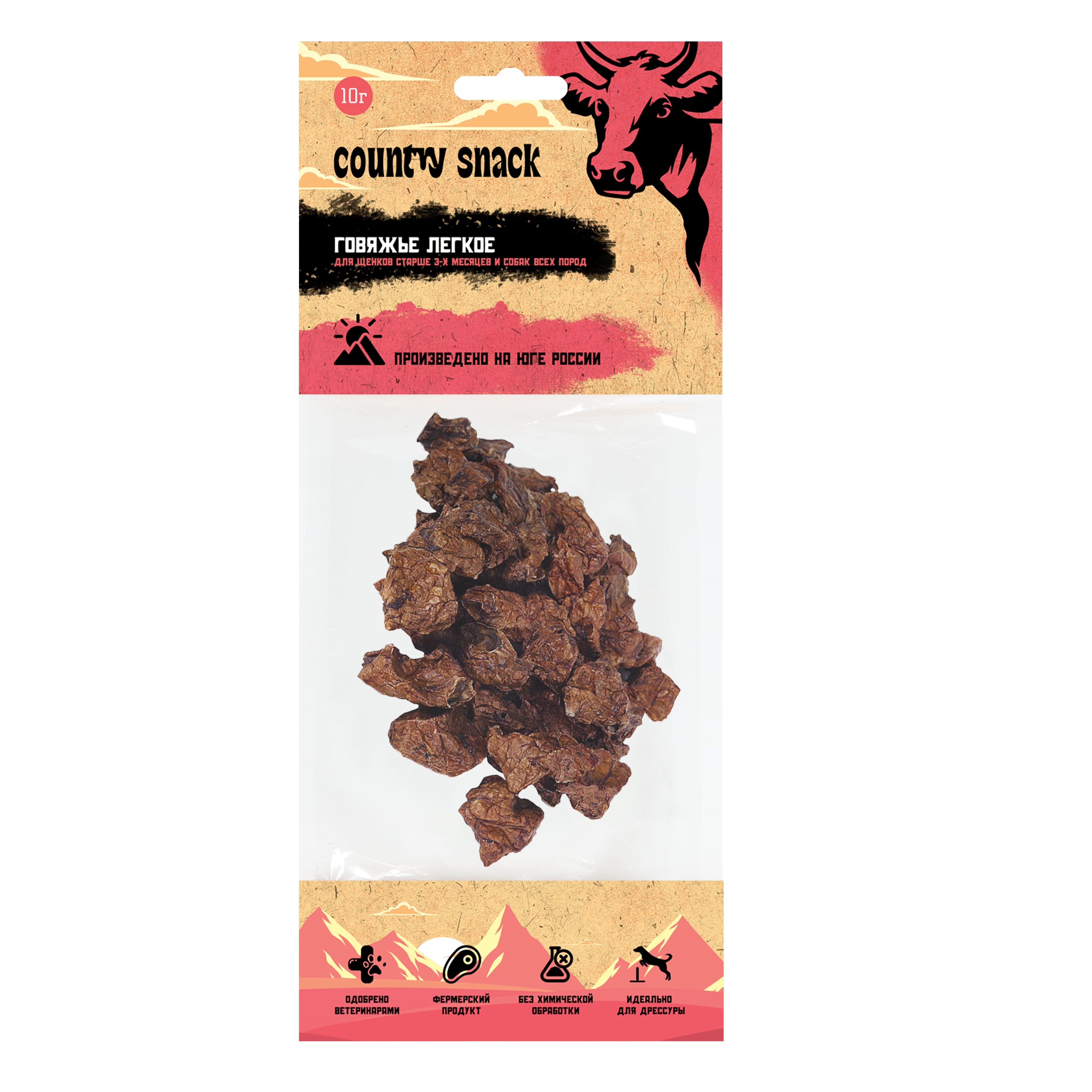 

Лакомство для собак Country snack Говяжье легкое, 140 г