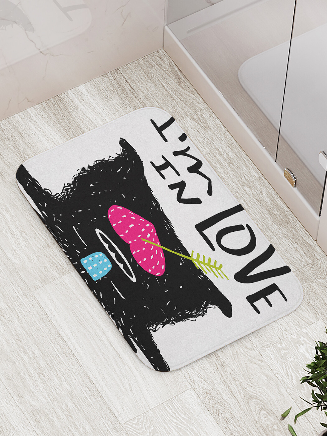 

Коврик противоскользящий JoyArty "Влюбленное чудовище" для ванной, сауны, бассейна,77х52см, Влюбленное чудовище