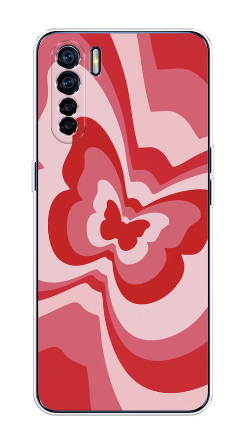 

Чехол на Oppo A91/Reno 3 "Бабочка в стиле хиппи", Красный;розовый, 254250-1