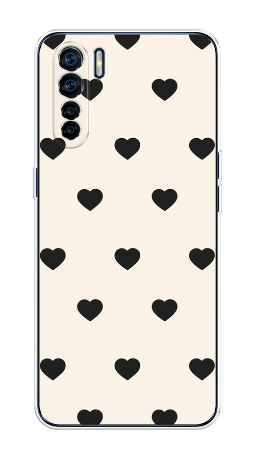

Чехол на Oppo A91/Reno 3 "Черные сердечки на белом", Черный;белый, 254250-1