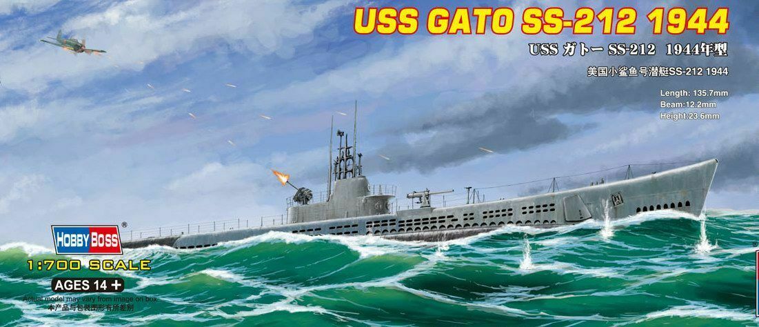 фото Сборная модель hobbyboss 1/700 uss gato ss-212 1944 87013