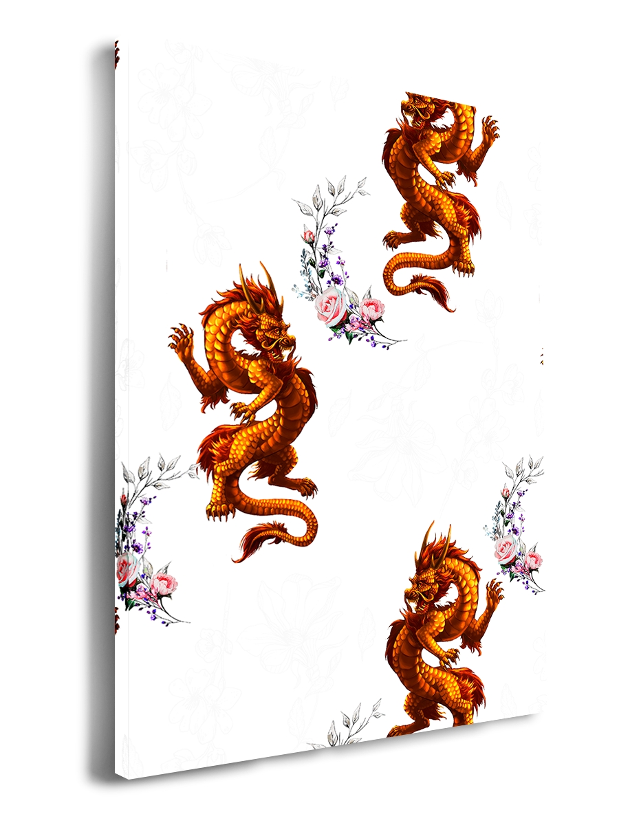 

Картина DRABS 60x40 см на холсте Драконы и цветы