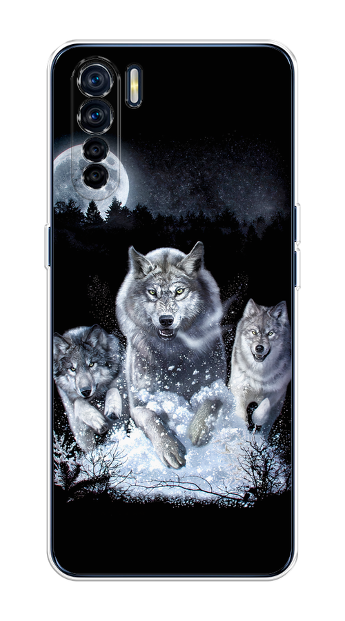 

Чехол на Oppo A91/Reno 3 "Стая волков под луной", Черный;белый;серый, 254250-1