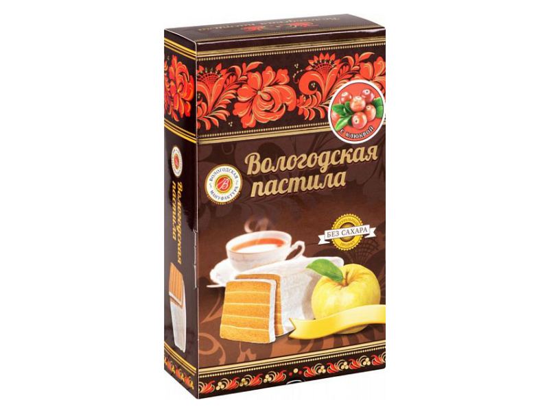 

Вологодская пастила без сахара с клюквой, 230г