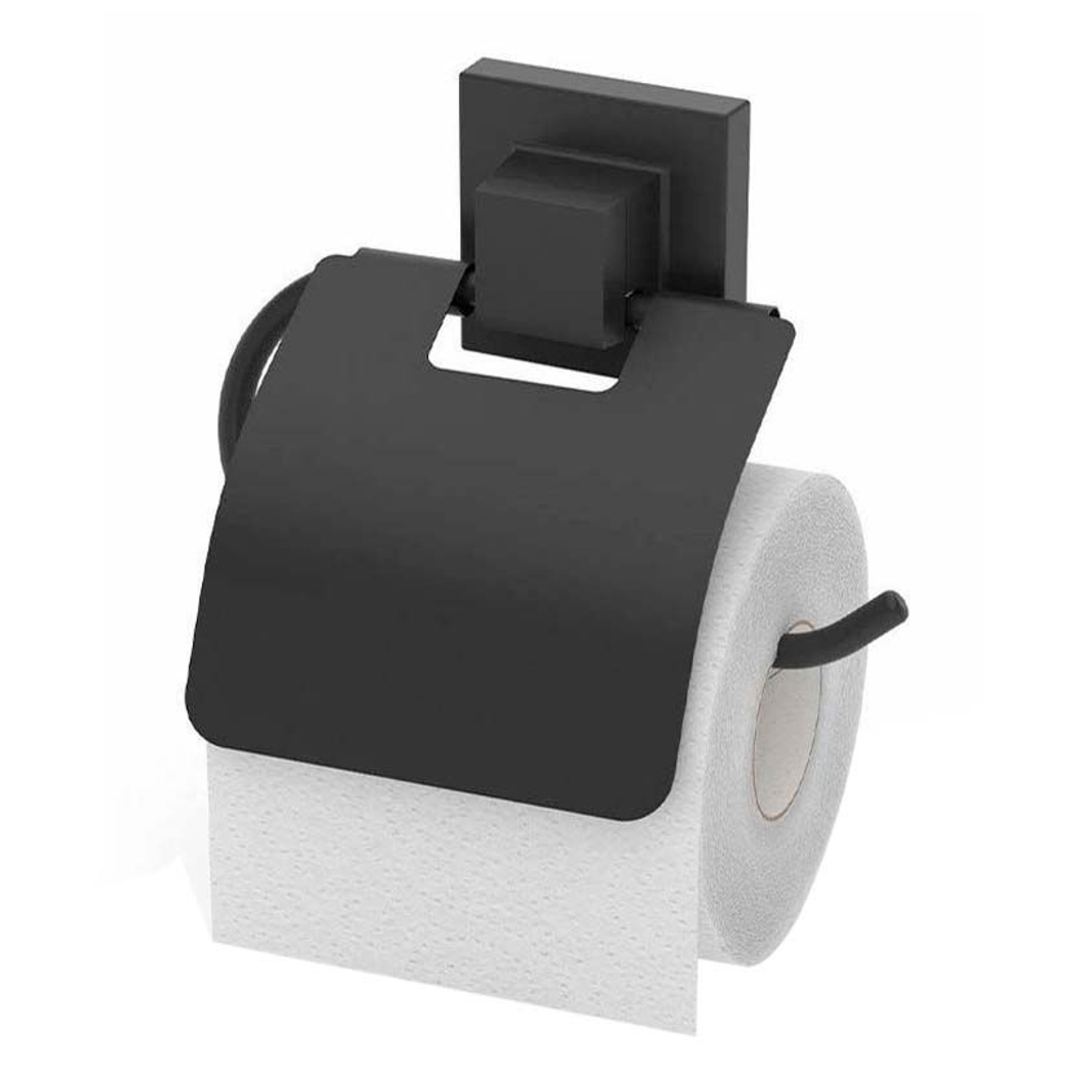 Держатель для туалетной бумаги Tekno-tel с крышкой черный