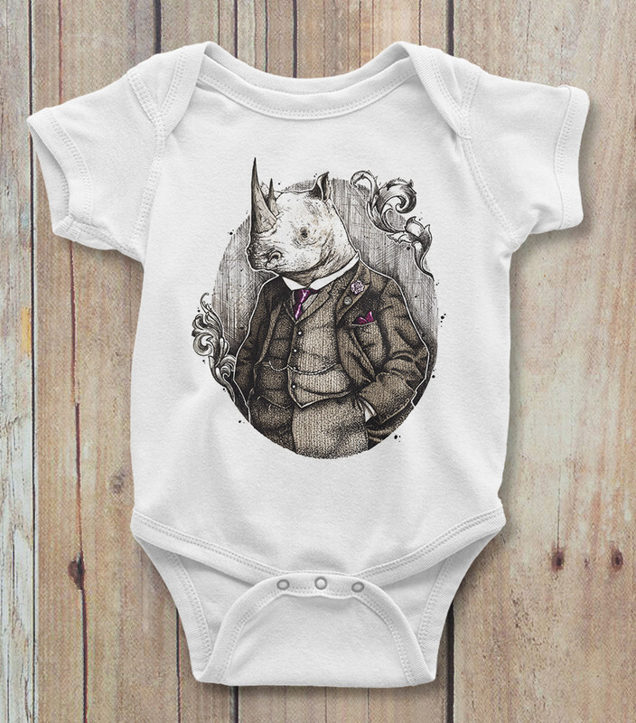 

Боди детское WILD CHILD Мистер Носорог, цв.белый р.80, Мистер Носорог