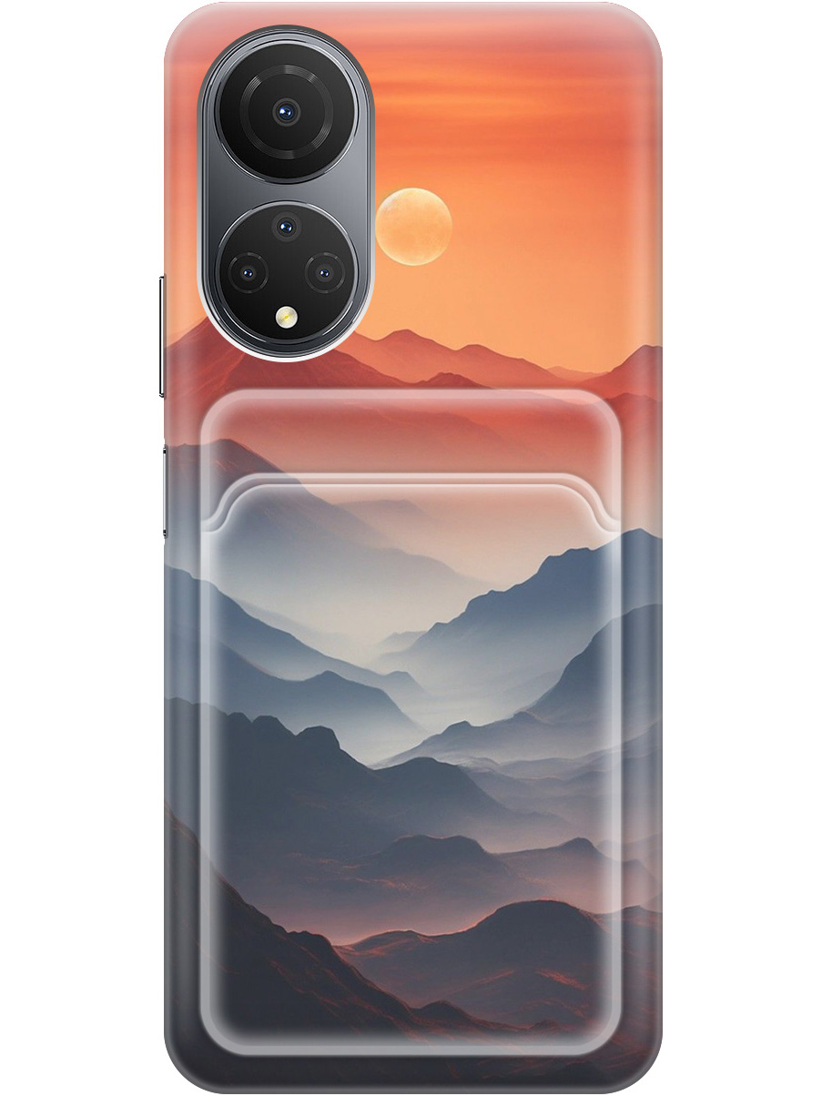 

Силиконовый чехол на Honor X7 с принтом "Луна над горами" с карманом для карты прозрачный, Прозрачный;оранжевый;черный, 768741710