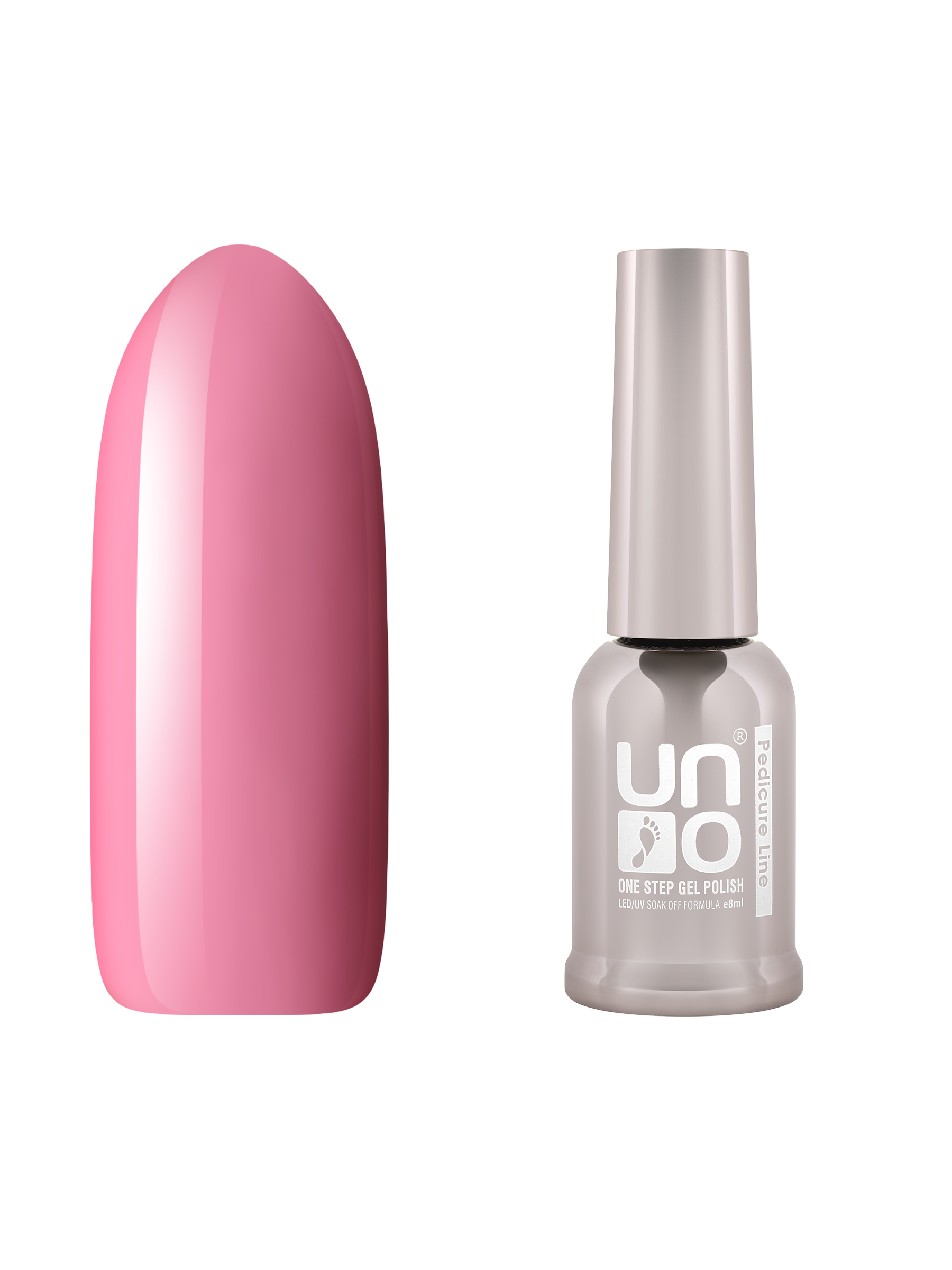 Гель лак для ногтей UNO для педикюра плотный стойкий насыщенный пудрово-розовый, 8 мл