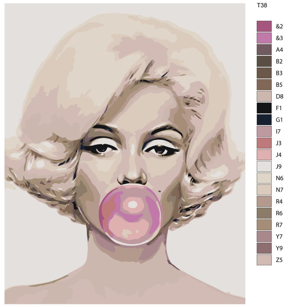 

Картина по номерам BRUSHES-PAINTS Т38, Мэрилин Монро с жвачкой