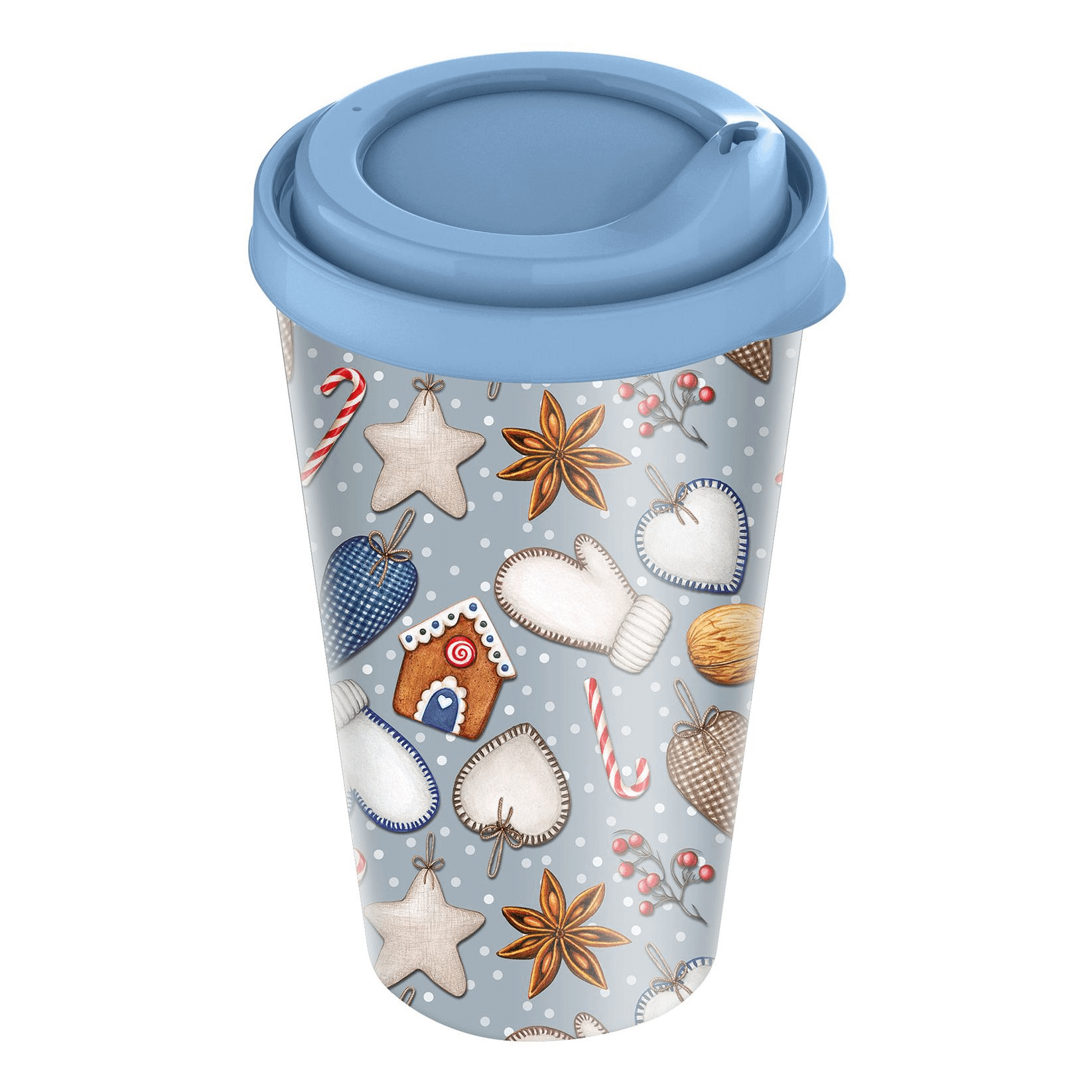 Стакан для напитков Profit House с крышкой с декором 550 мл 120₽