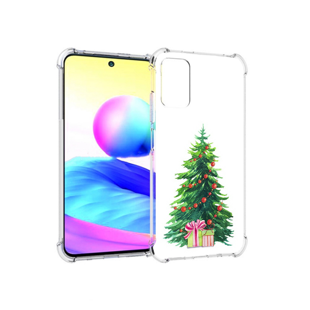Чехол MyPads Tocco для Xiaomi Redmi Note 10 5G Елка новогодняя с подарками акварель