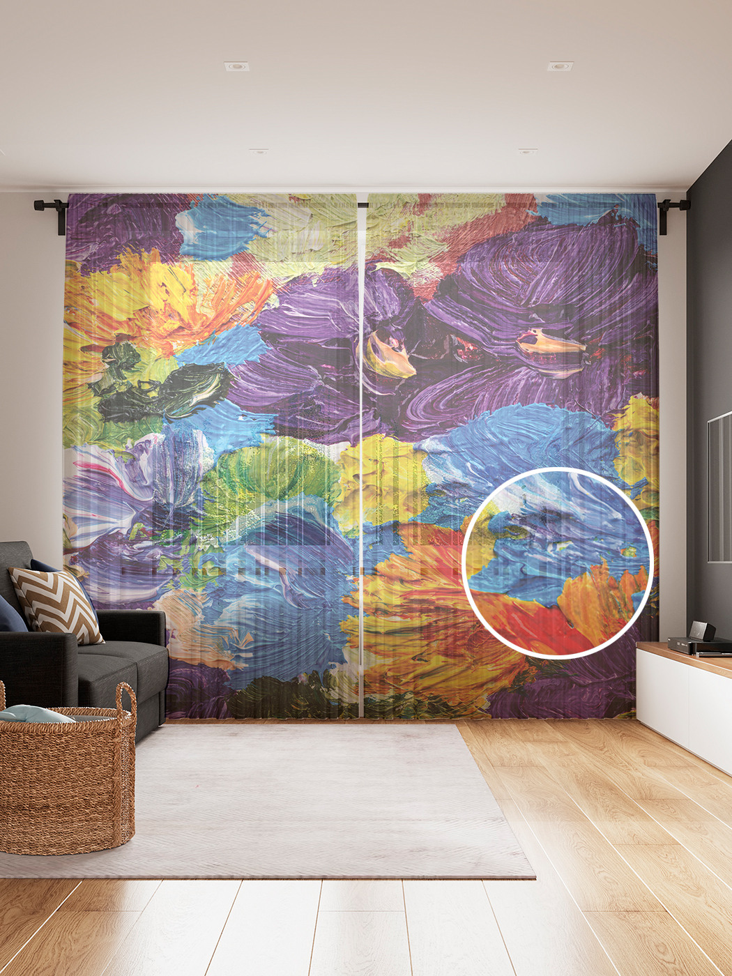 

Фототюль JoyArty "Акриловые цветы", 145x265см (2 полотна со шторной лентой + 50 крючков), Акриловые цветы