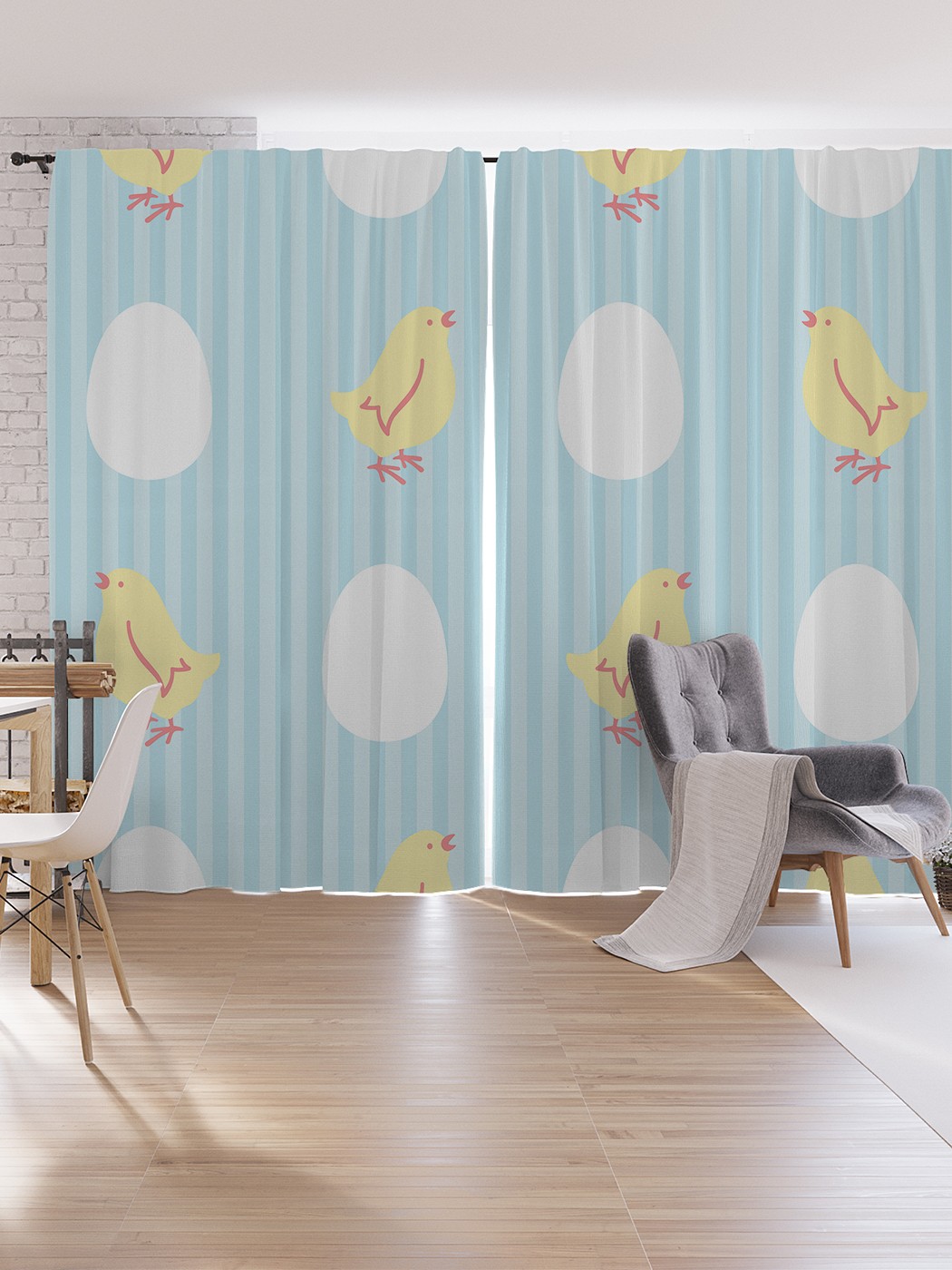 

Шторы под лён JoyArty "Вылупившийся цыпленок", серия Oxford DeLux, 340х265 см, Вылупившийся цыпленок