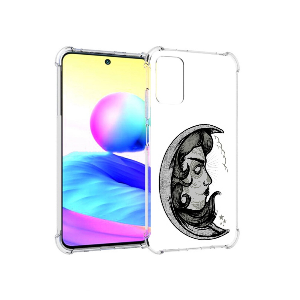 

Чехол MyPads Tocco для Xiaomi Redmi Note 10 5G черно белая луна с лицом (PT162080.297.680), Прозрачный, Tocco