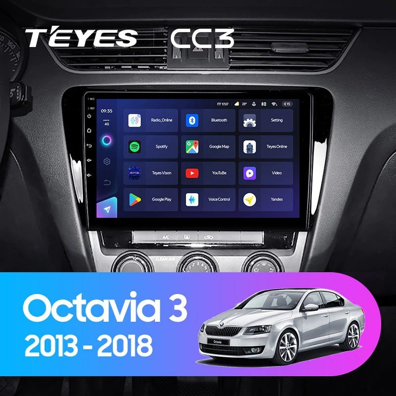 Штатная магнитола Teyes CC3L 4/64 Skoda Octavia 3 A7 (2013-2018) Тип-A